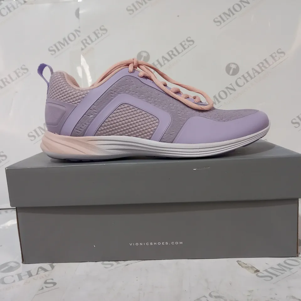 BOXED PAIR OF VIONIC JOJO TRAINERS IN LILAC SIZE 7