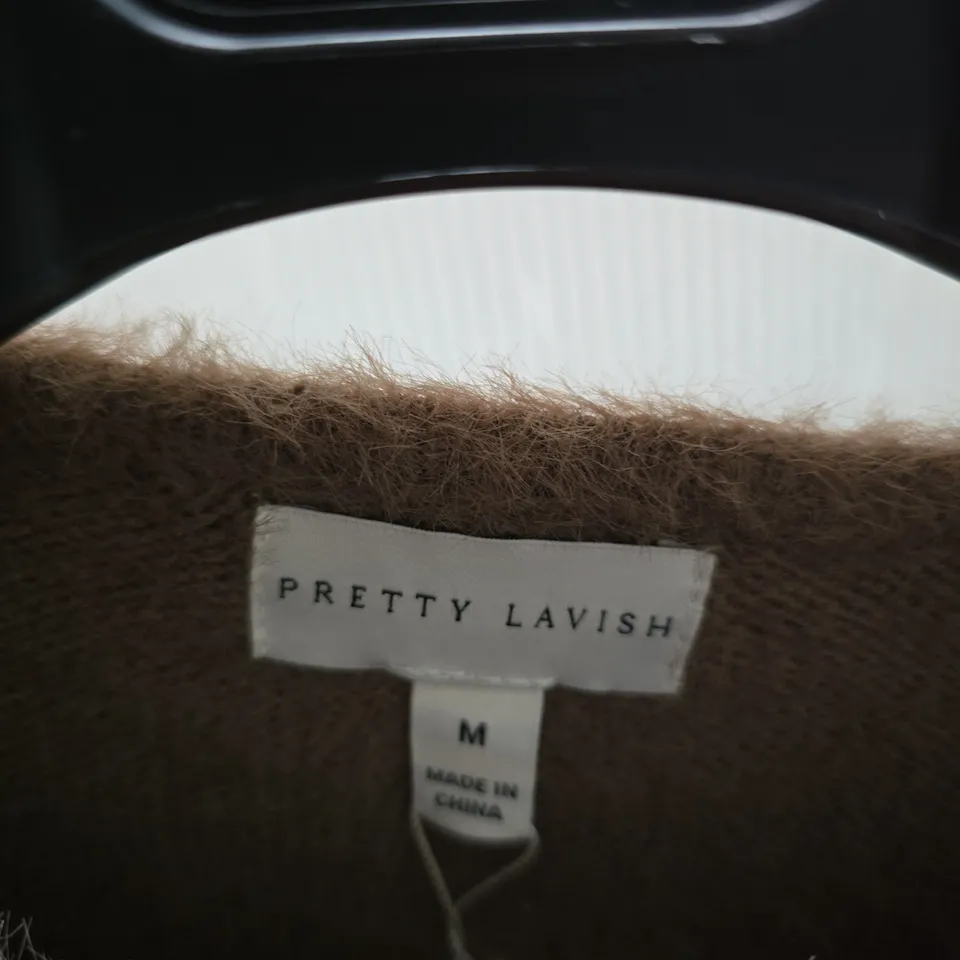 PRETTY LAVISH BROWN FAUX FUR JUMPER – SIZE M