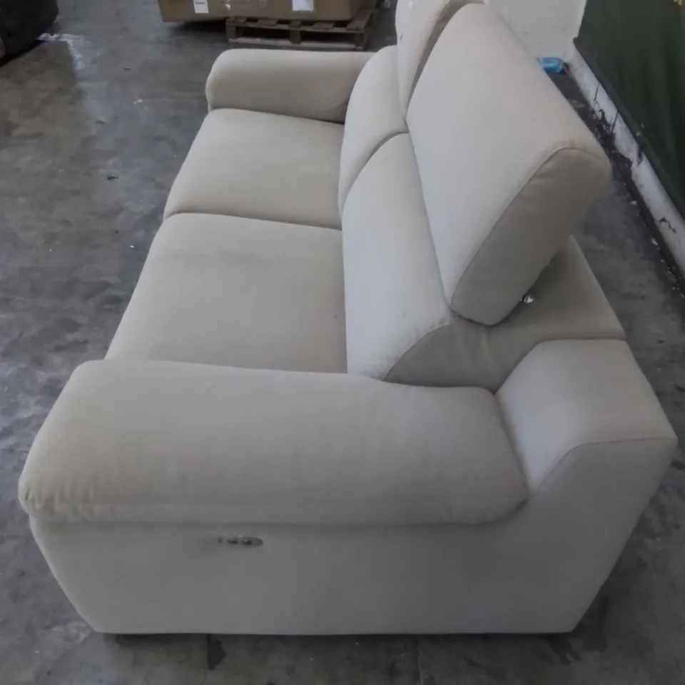 QUALITY DESIGNER 2 SEATER UPHOLSTERED SOFT FABRIC ELECTRIC RECLINING SOFA WITH ADJUSTABLE HEAD RESTS 