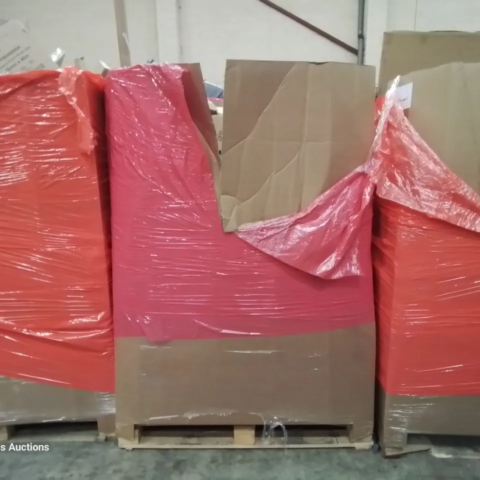 PALLET OF ASSORTED ITEMS INCLUDING: WELLMET CHANDELIER, BEDSIDE TABLE, FOOT BATH, TENTS, FOLDING STOOL