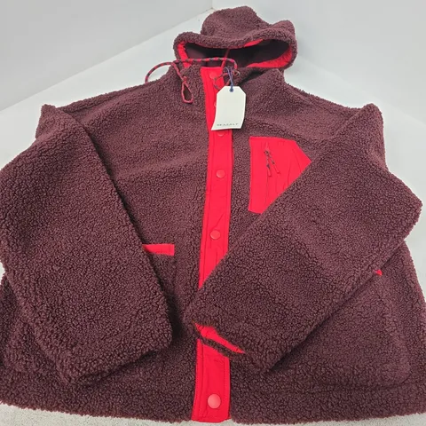 SEASALT CORNWALL FLEECE HOODIE – BURGUNDY, UK SIZE S