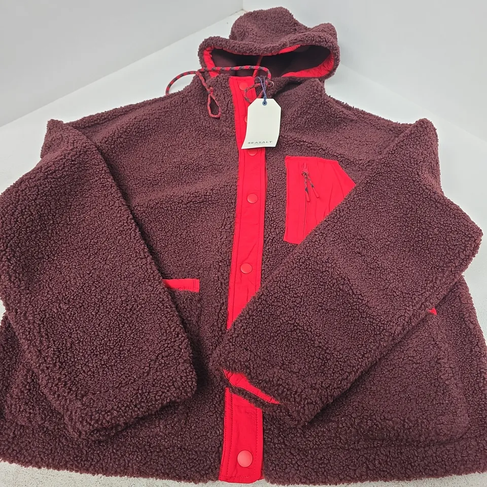 SEASALT CORNWALL FLEECE HOODIE – BURGUNDY, UK SIZE S