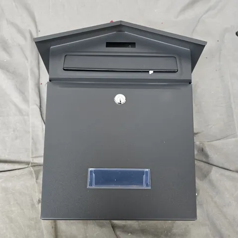 LOCKABLE METAL POST BOX WITH MAIL SLOT – DARK GREY