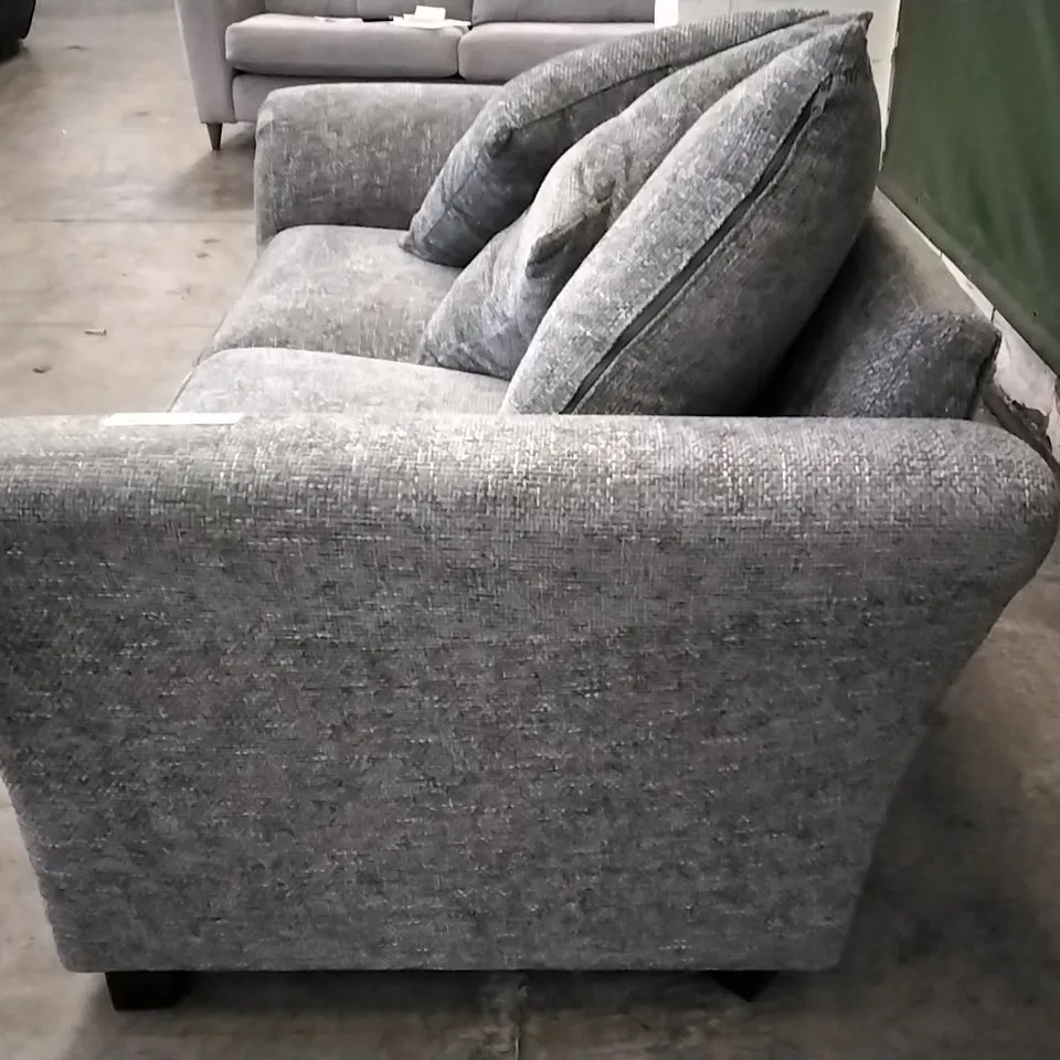QUALITY BRITISH DESIGNER 2 SEATER SOFA - GREY FABRIC 