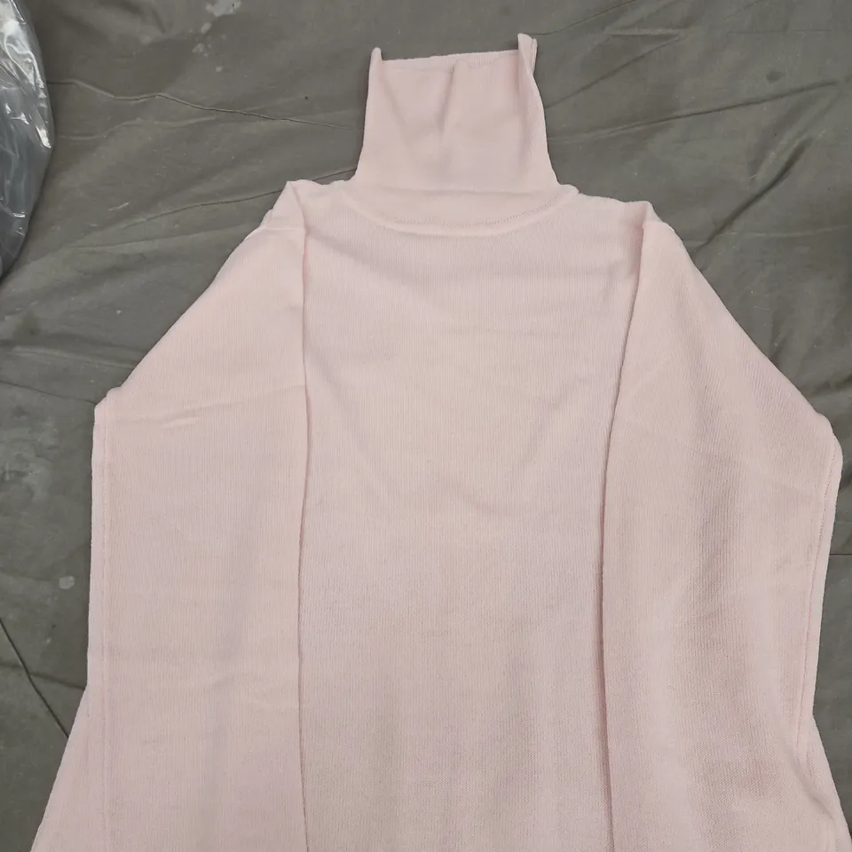 HOUSE OF BRUAR MERINO ROLL NECK SWEATER – SOFT PINK – UK SIZE L