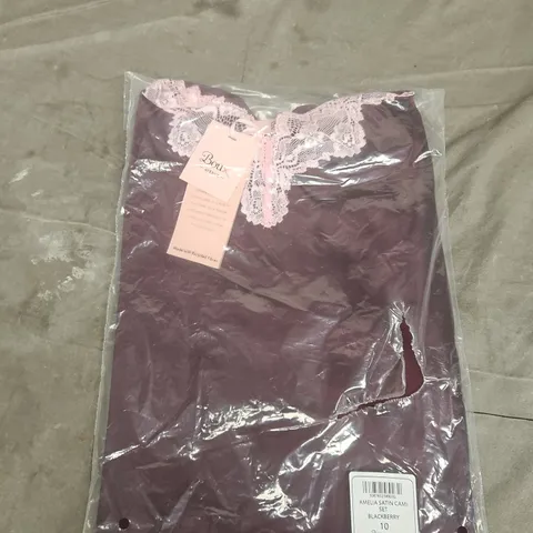 BOUX AVENUE AMELIA SATIN CAM SET – BLACKBERRY, UK SIZE 10