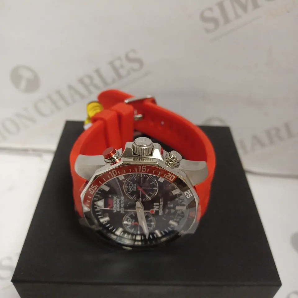 BOXED VOSTOK EUROPE N1 ROCKET WATCH - STAINLESS STEEL FACE - RUBBER STRAP - WATER RESISTANT 20 ATM - SUB DIAL.