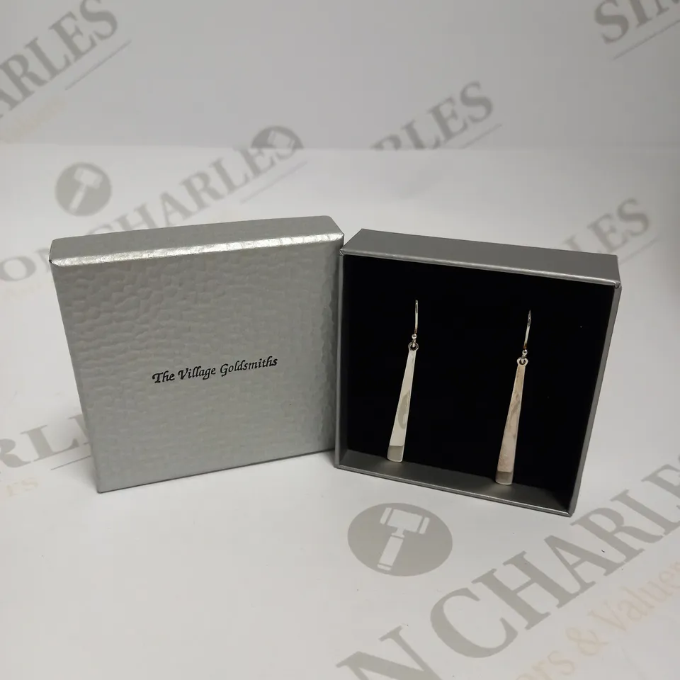 THE VILLAGE GOLDSMITHS LONG DROP SILVER EARRINGS 