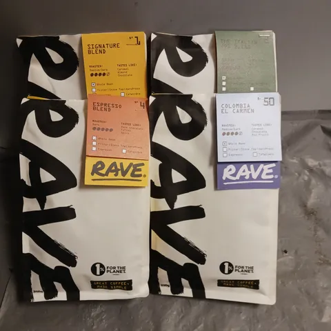 LOT OF 4 250G PACKS OF RAVE COFFEE BEANS