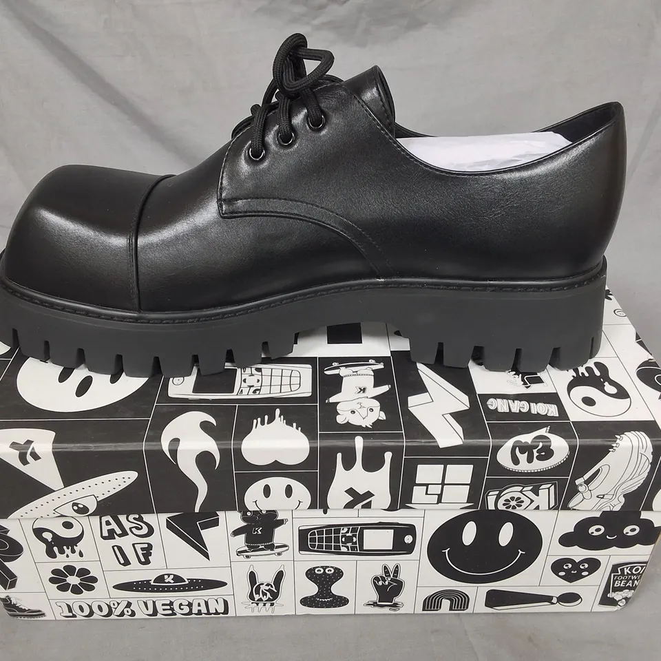 BOXED KOI THE CORRUPTER MEN'S SQUARE TOE SHOES IN BLACK - UK 12