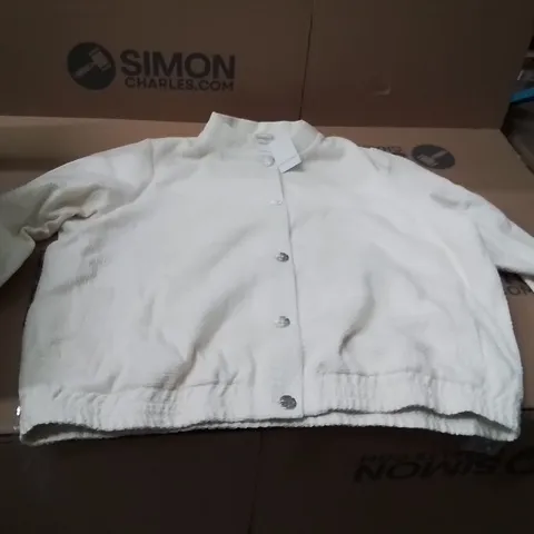 BOXED BRAND NEW APPROXIMATELY 5 JD WILLIAMS BOUCLE BOMBER JACKET CREAM SIZE 24