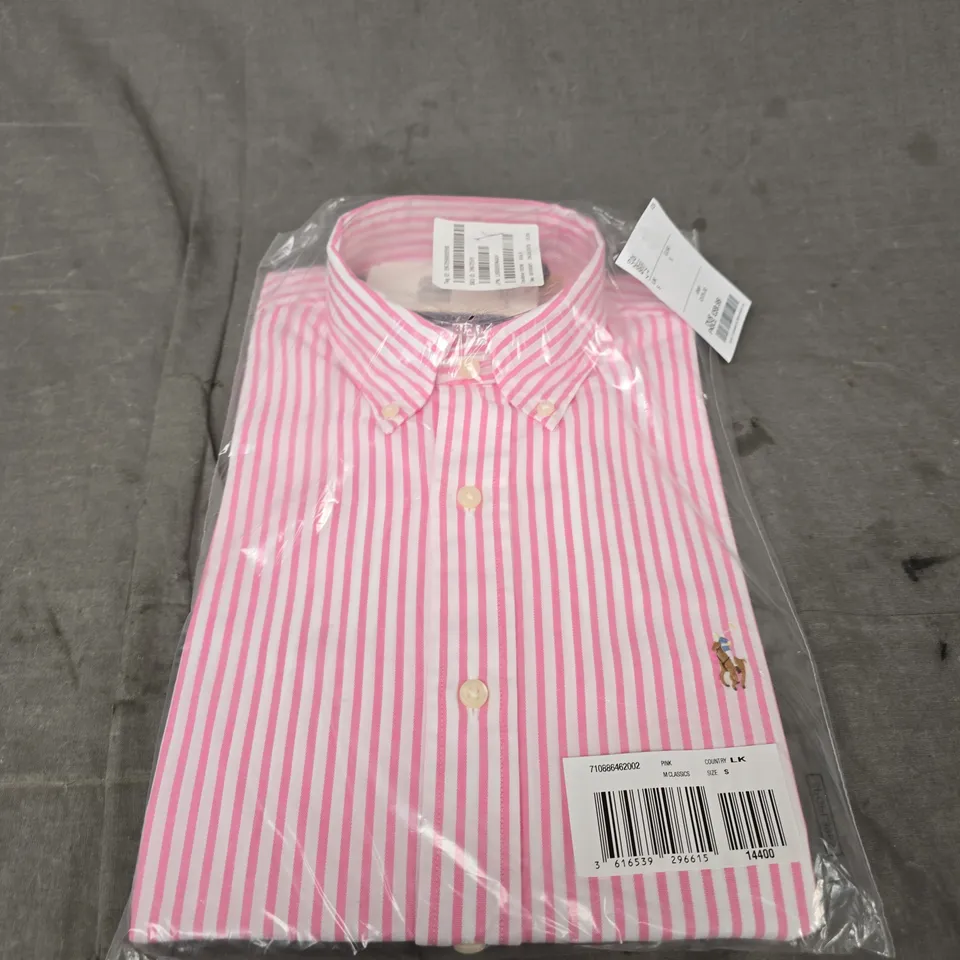 POLO RALPH LAUREN PINK & WHITE STRIPED BUTTON-DOWN SHIRT - SIZE SMALL
