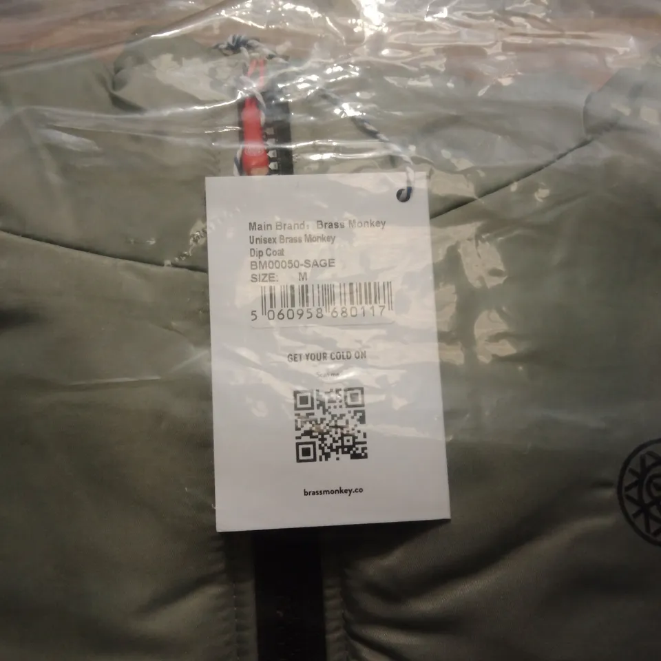 BRAND NEW BAGGED BRASS MONKEY UNISEX DIP COAT- SAGE - BM00050 // SIZE: M