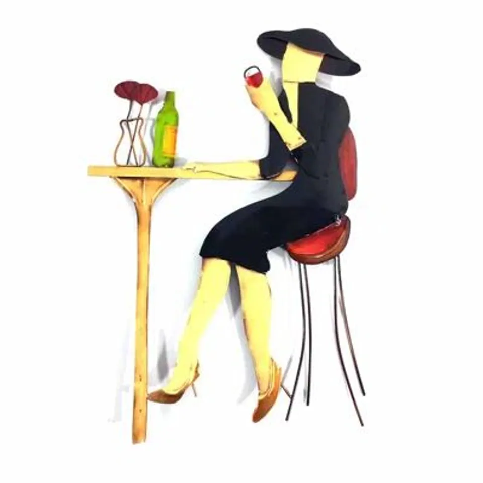 WINE BAR LADY METAL WALL DECORATION 