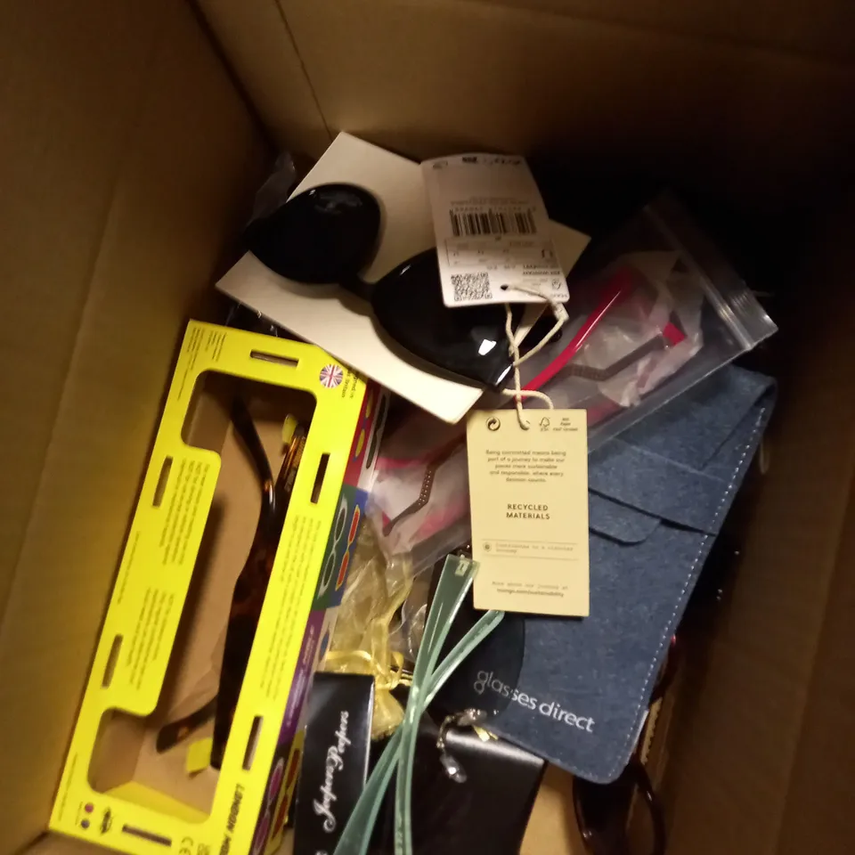 BOX OF APPROXIMATELY 15 ASSORTED GLASSES TO INCLUDE COMMITED, LONDON MOLE, GLASSES DIRECT ETC