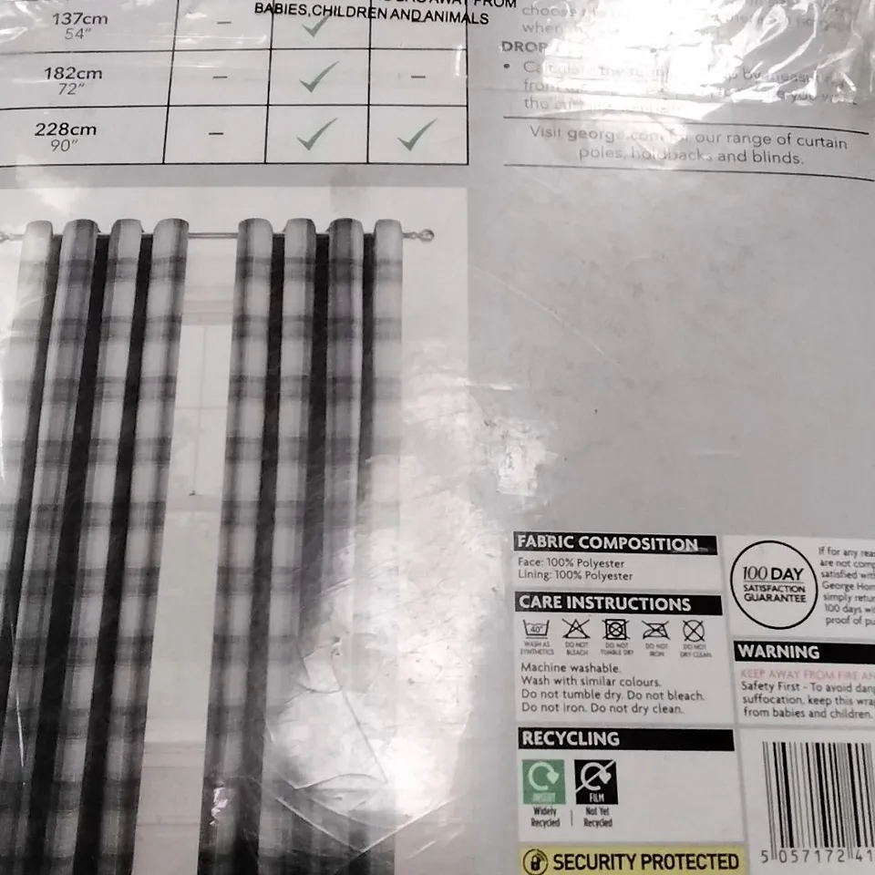BOX OF 8 PAIRS BRAND NEW EYELET WOVEN CHECK CURTAINS GREY 168×137CM
