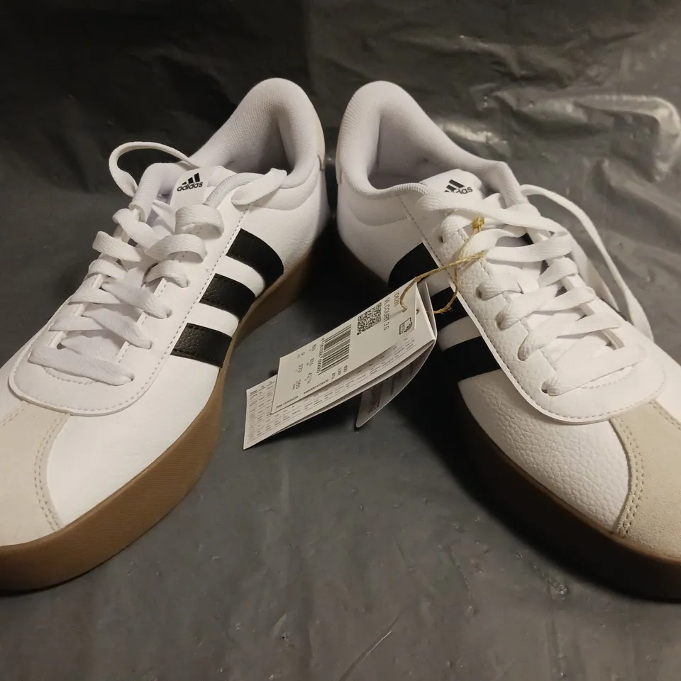 BOXED PAIR OF ADIDAS VL COURT 3.0 SHOES IN WHITE/BLACK UK SIZE 8.5