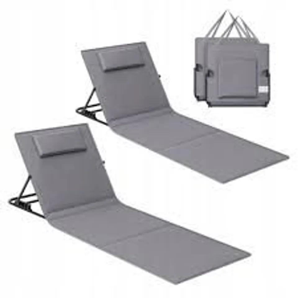 BOXED SONGMICS SET OF 2 FOLDING BEACH SUNLOUNGERS
