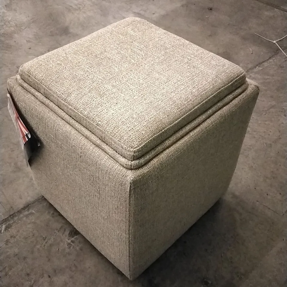 QUALITY DESIGNER LOUNGE CO STORAGE FOOTSTOOL IN BEIGE FABRIC