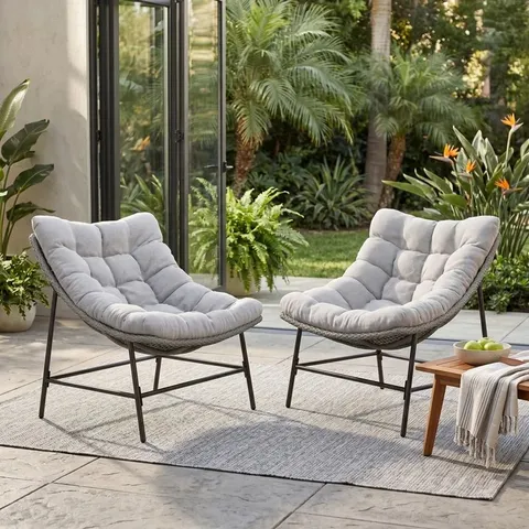BOXED AKOSHA OUTDOOR WICKER PATIO EGG CHAIR (SET OF 2)