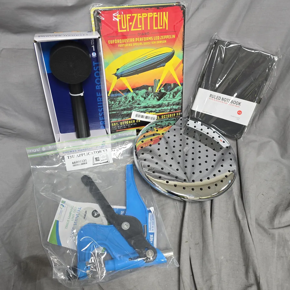 APPROXIMATELY 20 ASSORTED HOUSEHOLD PRODUCTS TO INCLUDE SHOWER HEAD, RULED NOTEBOOK, TISSUE SAMPLING UNIT, ETC - COLLECTION ONLY