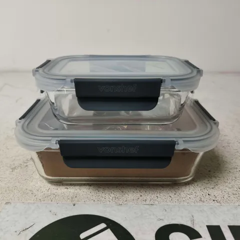 VONSHEF GLASS FOOD STORAGE CONTAINERS WITH LIDS – 2-PACK