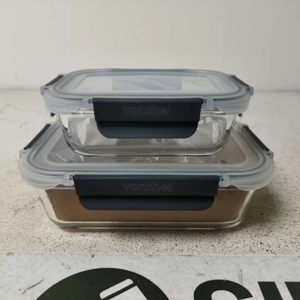VONSHEF GLASS FOOD STORAGE CONTAINERS WITH LIDS – 2-PACK