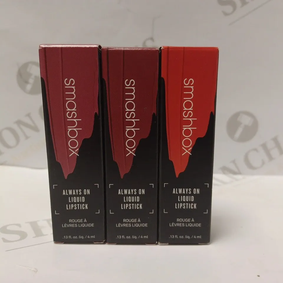 LOT OF 3 ASSORTED SMASHBOX ALWAYS ON LIQUID LIPSTICKS - DREAM HUGE, BIG SPENDER, THRILL SEEKER