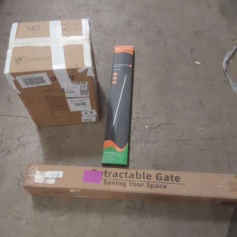 PALLET CONTAINING A VERY LARGE QUANTITY OF ASSORTED ITEMS INCLUDING: AIR COOLER, RETRACTABLE SAFETY GATE, HYGGER SILENT STREAM BUBBLE STRIP ECT