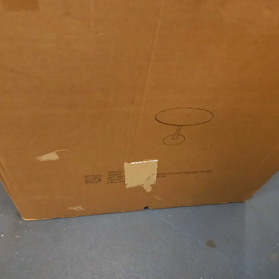 BOXED WHITE CIRCULAR COFFEE TABLE