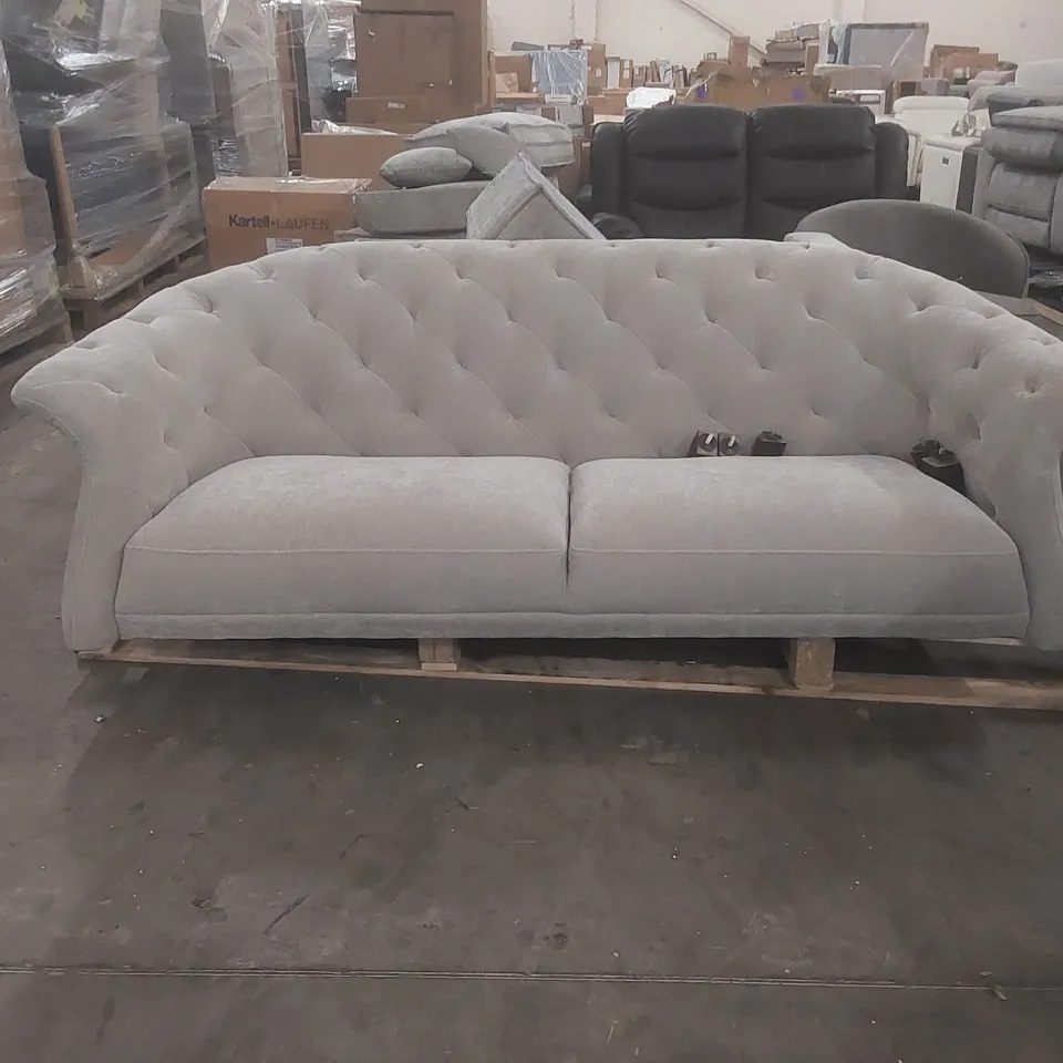 DANETTI LUXE 3 SEATER SOFA LIGHT GREY FABRIC