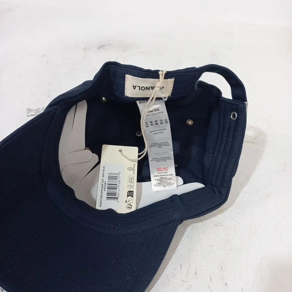 ADANOLA SIGNATURE APPLIQUE CAP IN NAVY