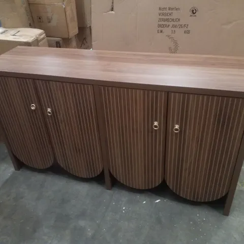 MODERNLUXE SIDEBOARD WITH 4 DOORS, ADJUSTABLE SHELVES, AND SLEEK ALUMINUM HANDLES, ELEGANT WALNUT FINISH, 147×40×80CM