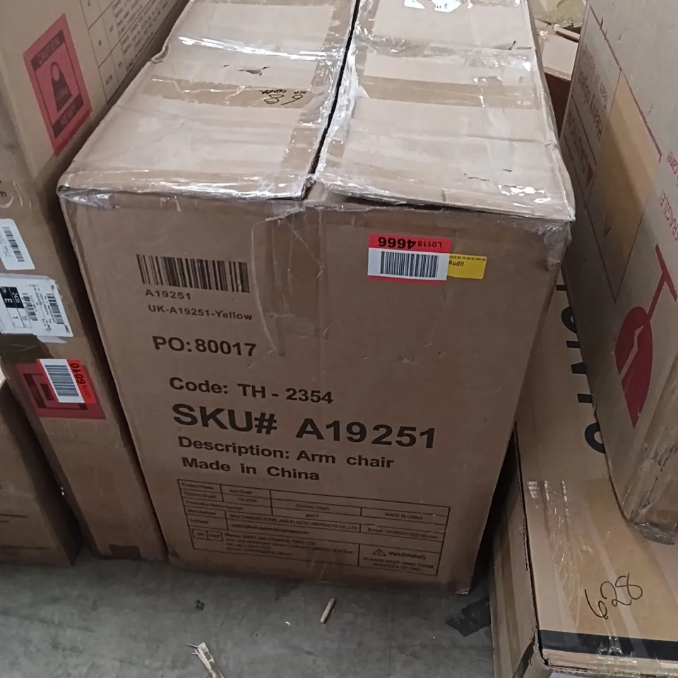 BOXED ARMCHAIR - YELLOW/WOOD LEGS (1 BOX)