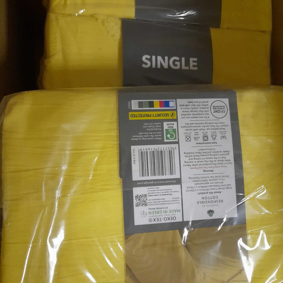 LOT OF 6 GEORGE TUFTED DIAMOND YELLOW DUVET SETS - SINGLE
