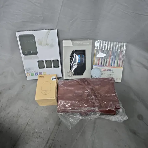 APPROXIMATELY 12 ASSORTED HOUSEHOLD ITEMS TO INCLUDE KITCHEN SCALES, LED NIGHT LIGHT, GOLFBALL, ETC