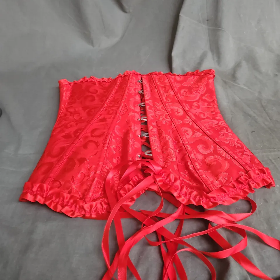 RED SATIN CORSET WITH RIBBON LACING – WOMEN'S CORSETRY - SIZE XS