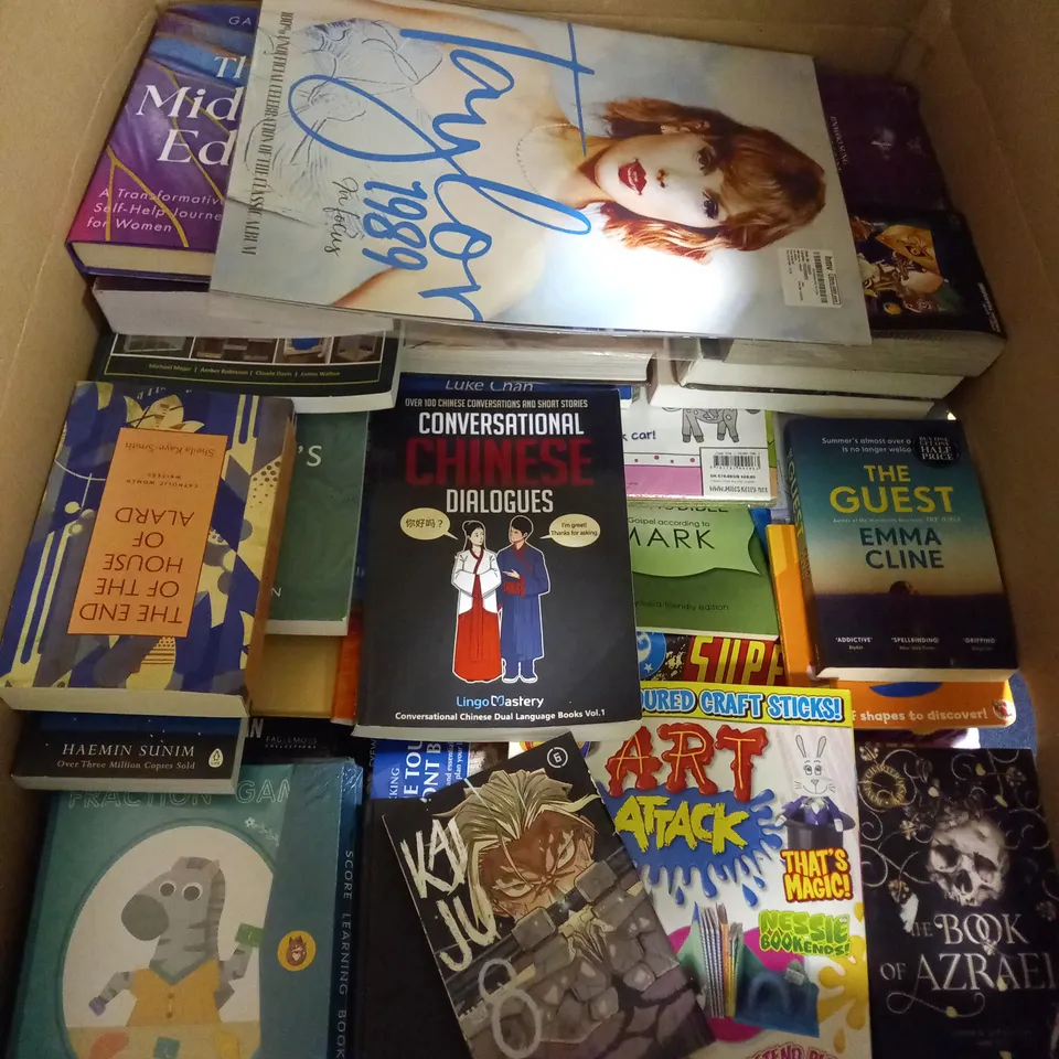CAGE OF APPROXIMATELY 200 ASSORTED BOOKS TO INCLUDE - TAYLOR 1989 , NICCI FRENCH DAY OF DEAD , MILES KELLY PINK CAR ETC - COLLECTION ONLY
