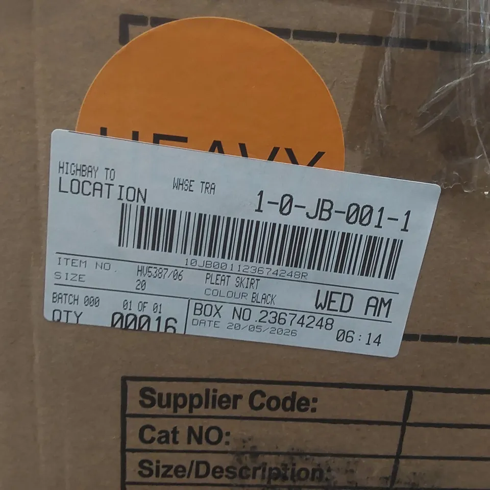 BOX CONTAINING APPROXIMATELY 16x BRAND NEW JD WILLIAMS BLACK PLEAT SKIRTS - SIZE 20