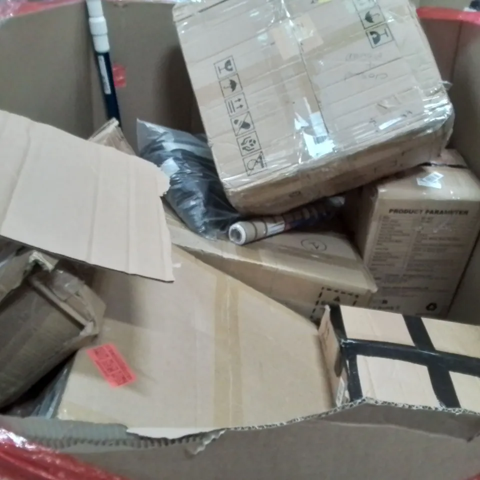 PALLET OF ASSORTED HOUSEHOLD GOODS AND PRODUCTS TO INCLUDE;PAPER SHREDDER,BABY BED RAIL,AIR COOLER