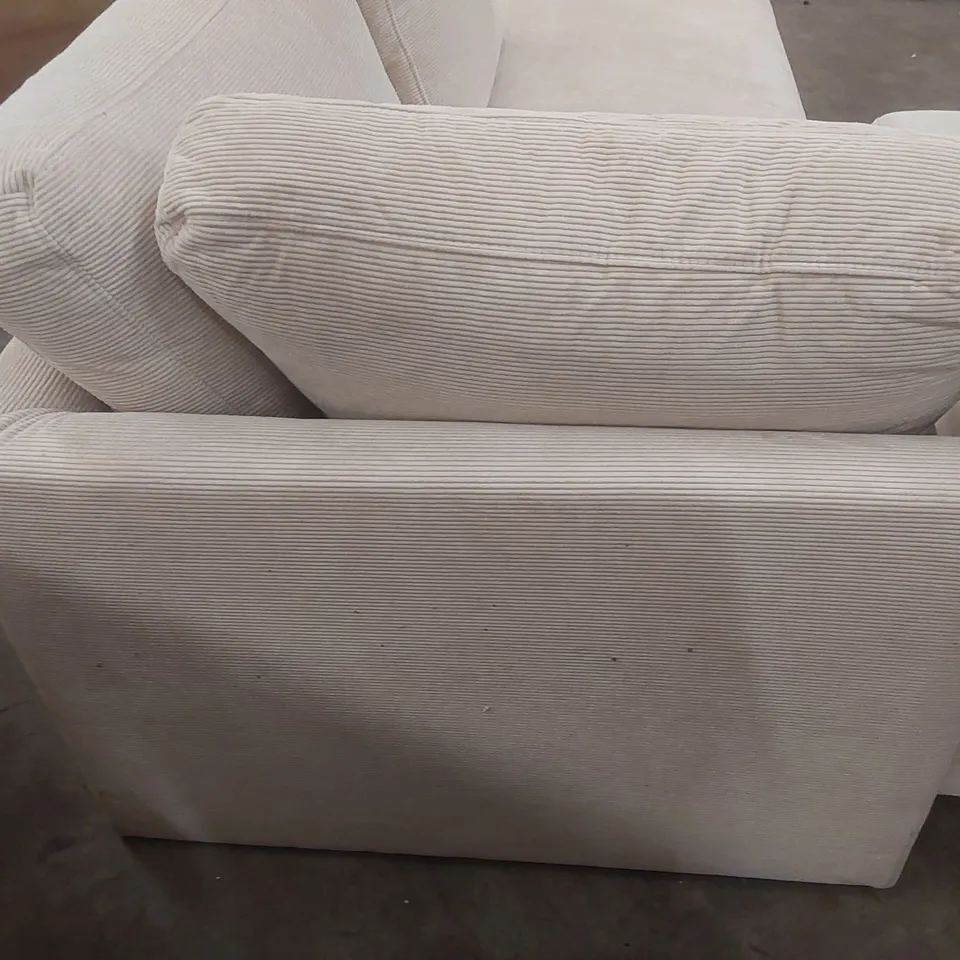 QUALITY DESIGNER UPHOLSTERED CORDUROY BEIGE CORNER SOFA BED