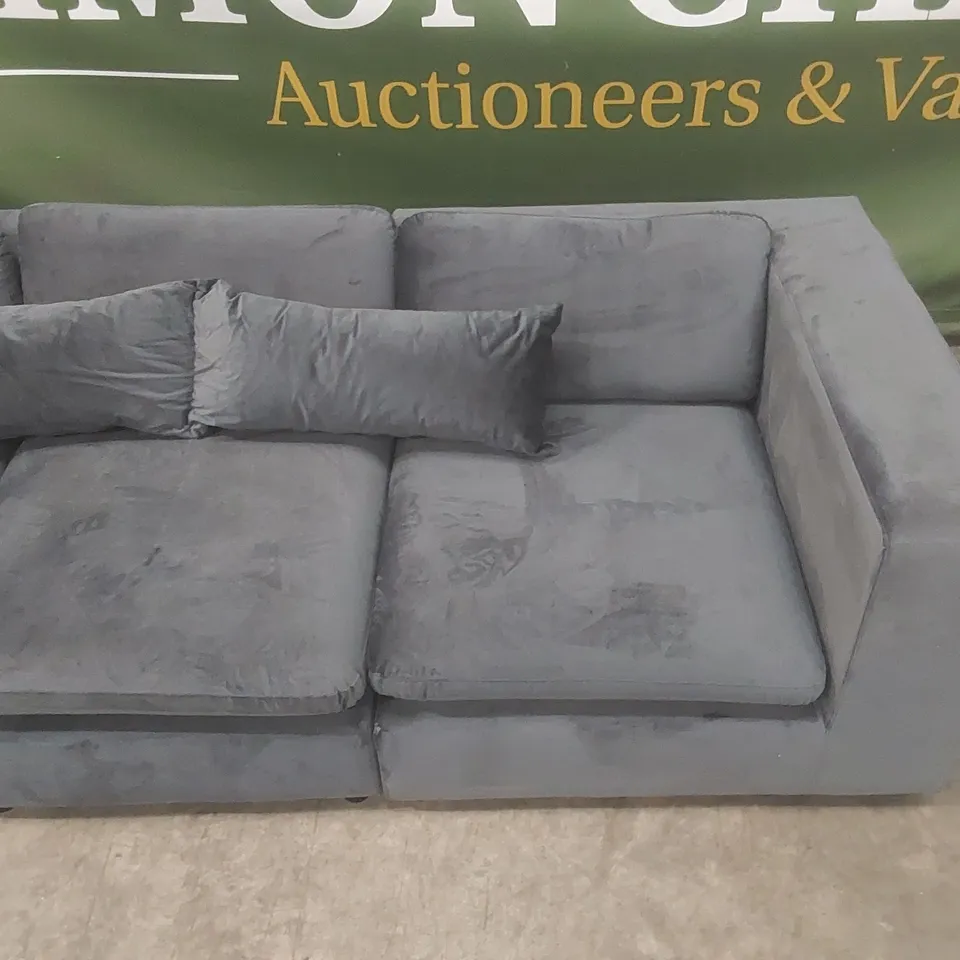QUALITY DESIGNER 4 SEATER VELVET UPHOLSTERED SOFA