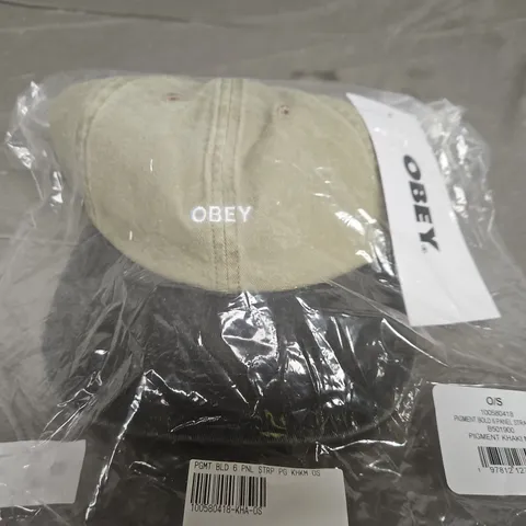 OBEY PIGMENT KHAKI MULTI 6-PANEL STRAPBACK CAP – ONE SIZE 