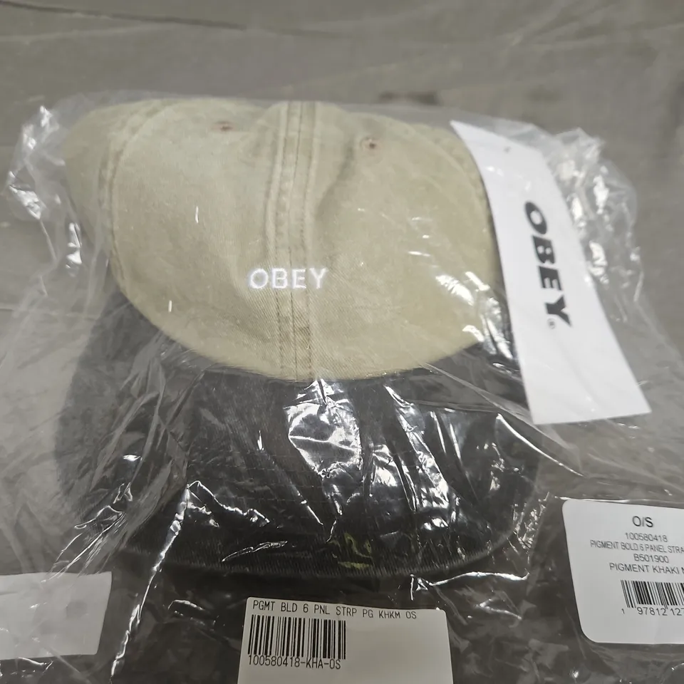 OBEY PIGMENT KHAKI MULTI 6-PANEL STRAPBACK CAP – ONE SIZE 