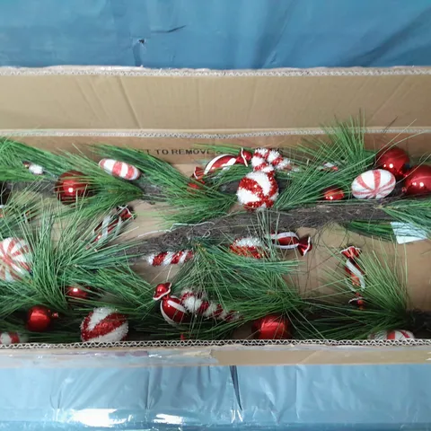 CANDY CANE 9FT CHRISTMAS GARLAND - COLLECTION ONLY 