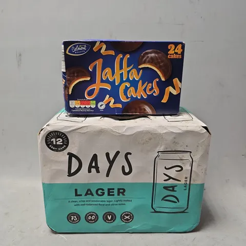 APPROXIMATELY 11 ASSORTED FOOD & DRINK ITEMS TO INCLUDE - JAFFA CAKES & DAYS LAGER