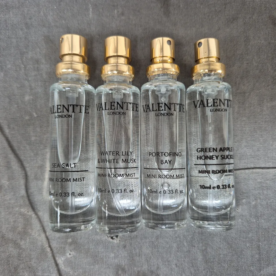 VALENTTE SET OF 4 MINI ROOM MISTS (10ML BOTTLES)