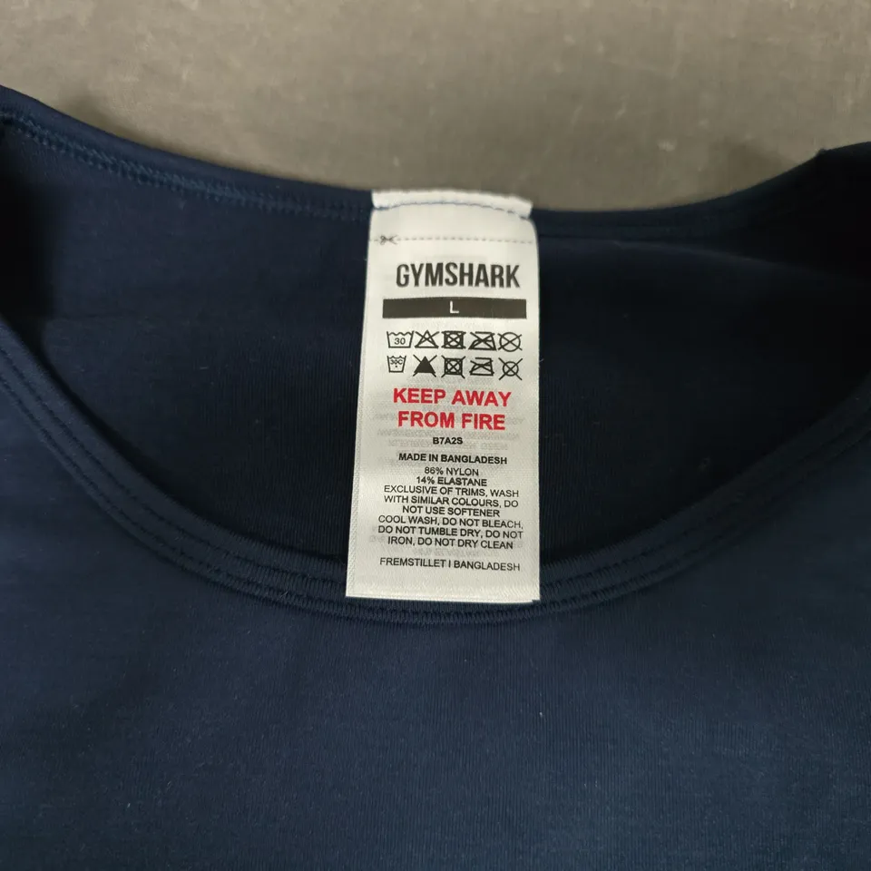 GYMSHARK NAVY BLUE CREW NECK CROP TOP – SIZE L