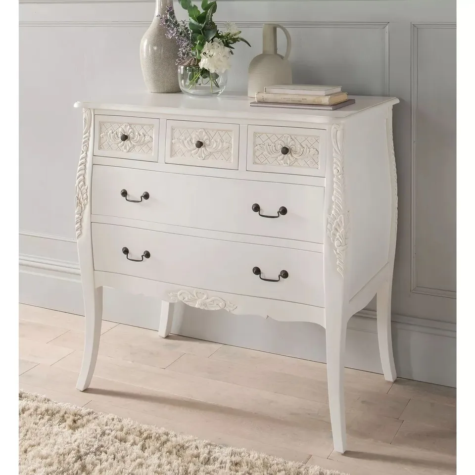 BRAND NEW HOMESDIRECT365 HOMES DIRECT 365 EMMANUELLE ANTIQUE FRENCH STYLE CHEST OF DRAWERS