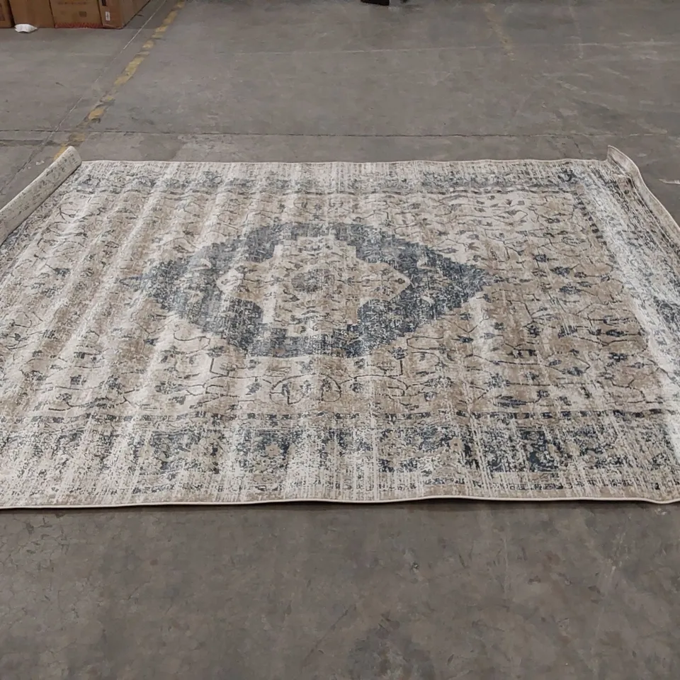 NOURISON MALTA RUG IN BLUE/BEIGE - 240 x 330CM 
